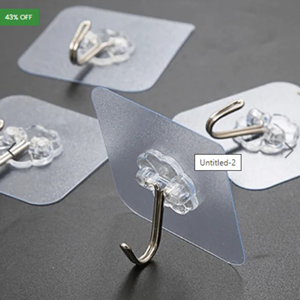 Transparent Clamp Wall Hook (Set Of 10)
